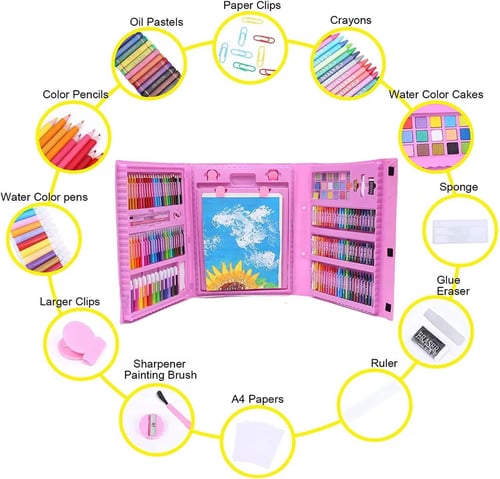 طقم رسم وتلوين 208 قطعة