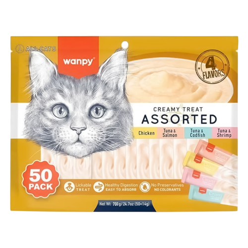 وانبي مكافئات للقطط 50 قطعه اطعمة متنوعة 50*14 جرا...