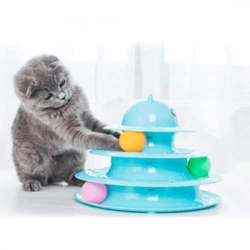 لعبة قطط من ٣ طوابق بكرات دوارة