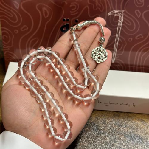 سبحه بكلايت شفاف خيط ابيض