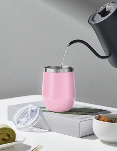 كوب ستانلس ستيل وردي