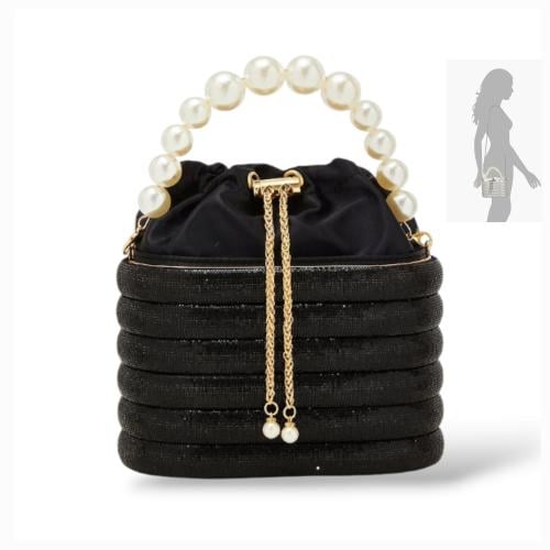 حقيبة سهرة كرستال المقبظ مشبك اللؤلؤ الكبير إطار أ...