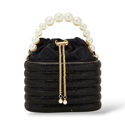 حقيبة سهرة كرستال المقبظ مشبك اللؤلؤ الكبير إطار أ...