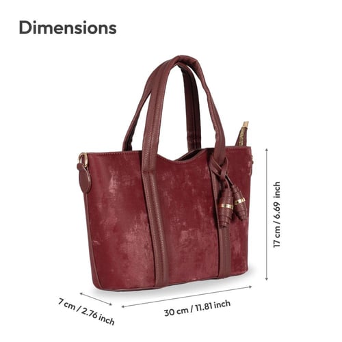 حقيبة يد مزدوجة لمخمل الصناعي والجلد