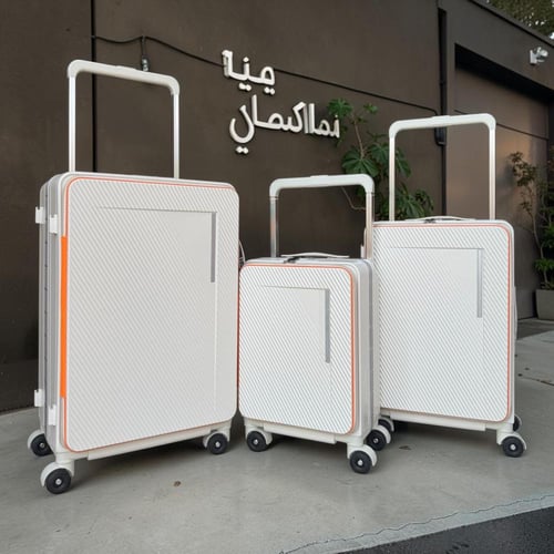 طقم حقائب سفر أنيق 3 قطع بقفل أمان وعجلات 360