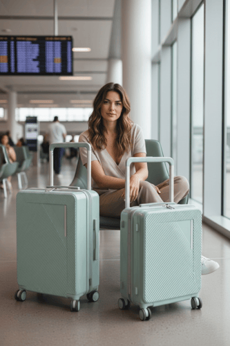 طقم حقائب سفر أنيق 3 قطع بقفل أمان وعجلات 360