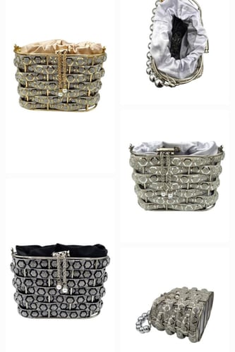 حقيبة سهرة كرستال المقبظ مشبك