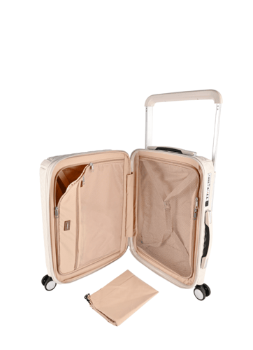 حقيبة سفر جلد بيج كبينة طيران