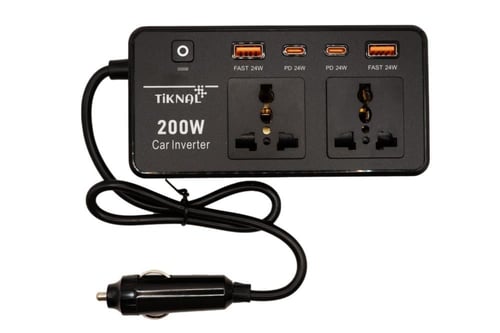 TiKNAL 200W Car Power Inverter with Dual AC & Quad...