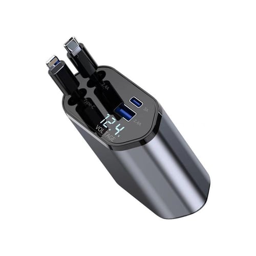 Tiknal 120W 4-in-1 Car Charger with Retractable Ca...