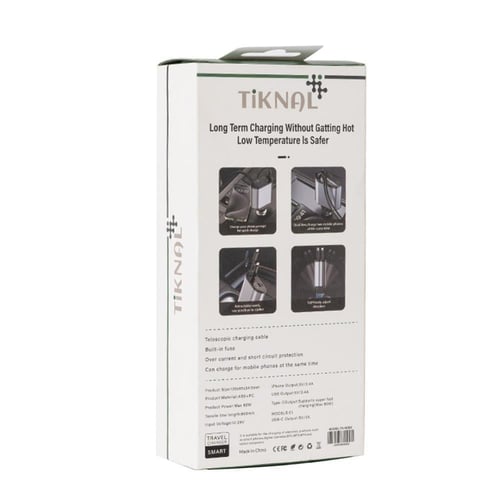 Tiknal 120W 4-in-1 Car Charger with Retractable Ca...