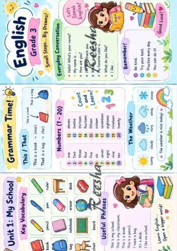 موية إنجليزي للصف الثالث الابتدائي