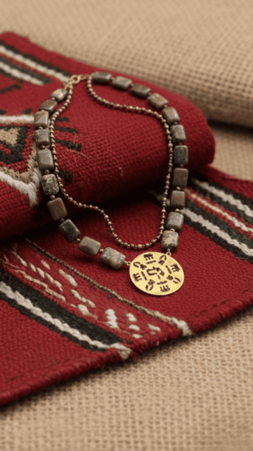 A necklace of luxurious natural stone with a found...