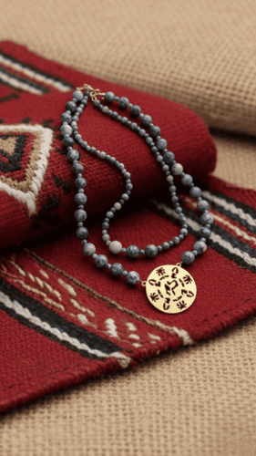 A necklace of luxurious natural stone with a found...