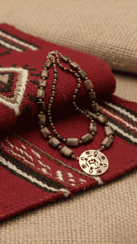 A necklace of luxurious natural stone with a found...