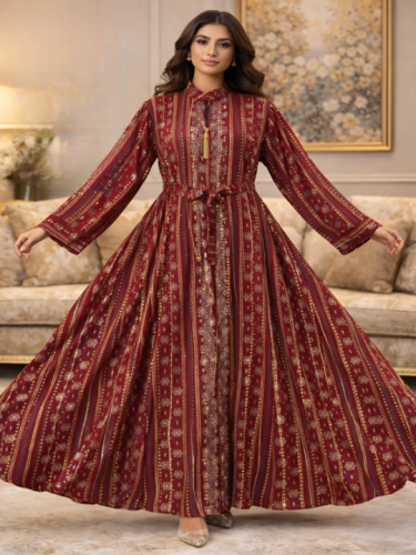 جلابية لورين الفاخر بنقوش ذهبية