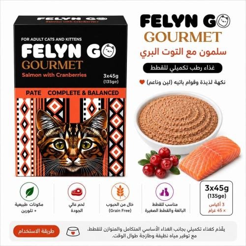 FELYN GO Gourmet – سلمون مع التوت البري للقطط