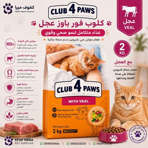 اكل جاف كلوب فور اباوز البالغة باللحم 2 كيلو