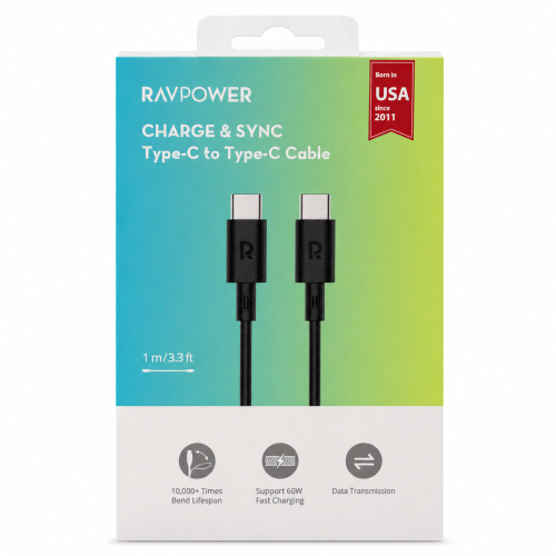 كيبل RAVPower USB-C إلى USB-C بطول 1 متر