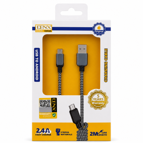 كيبل DENX USB-A إلى Micro-USB بطول 2 متر