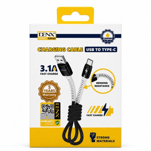 كيبل DENX USB-A إلى USB-C بتيار 3.1 أمبير