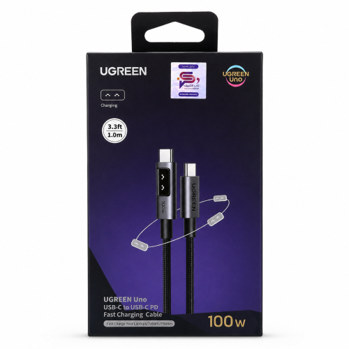 كيبل UGREEN Uno USB-C إلى USB-C بزاوية وقدرة 100 و...