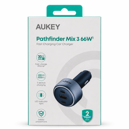 شاحن سيارة AUKEY Pathfinder Mix 3 بقوة 66 واط
