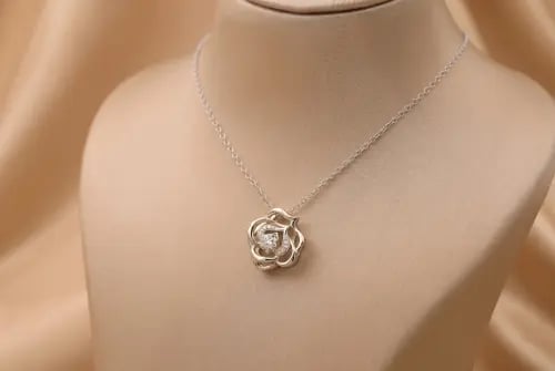 Silver Lotus Flower Necklace 925