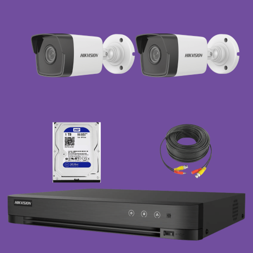 باقة Hikvision - عدد 2 كاميرا بدقة 8 ميقا بكسل 4k