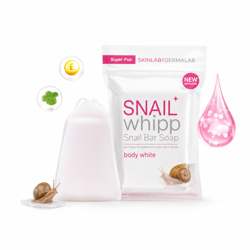 صابونة Snail Whipp بخلاصة الحلزون مع ليفة استحمام