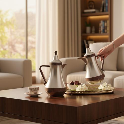 ترمس ستيل مطفي خشبي