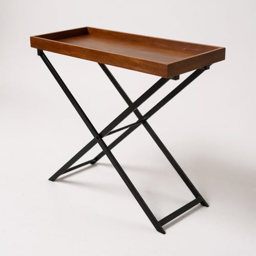 كونسول خشب قاعدة حديد اسود