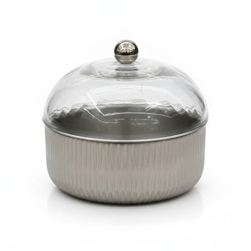 تمرية استيل بغطاء زجاج هندي