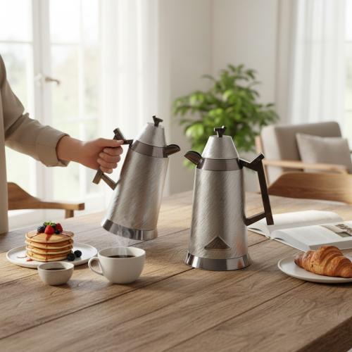 طقم ترمس Laloza فضي لامع