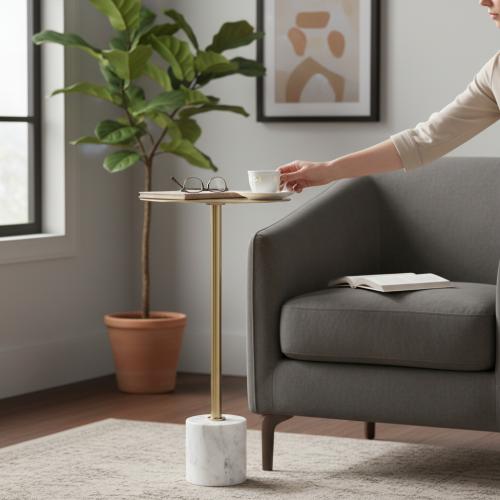 طاولة خدمة ذهبي قاعدة رخام