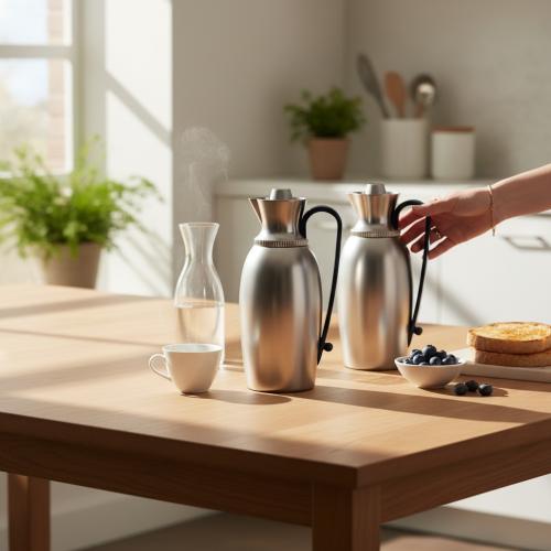 طقم ترامس شيخة بمقبض كحلي مطفي