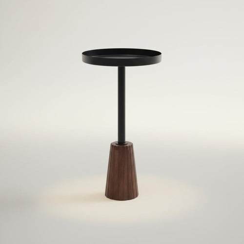 طاولة خدمة حديد بقاعدة خشب هندي