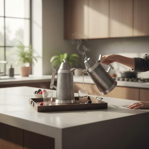 طقم ترمس Laloza فضي مطفي