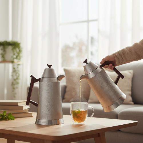 طقم ترمس Laloza بمقبض خشبي