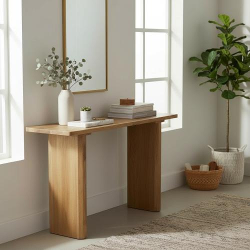 كونسول خشب بني فاتح