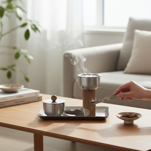طقم صينية ومبخرة مع علبة بخور