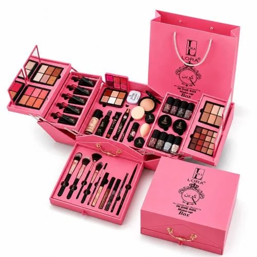 Pink makeup box 43 pieces with automatic discount