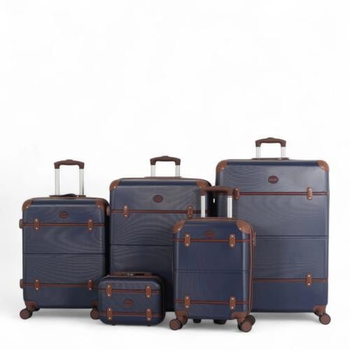 طقم حقائب سفر كلاسيكي فاخر - 5 قطع بتصميم أنيق وحم...