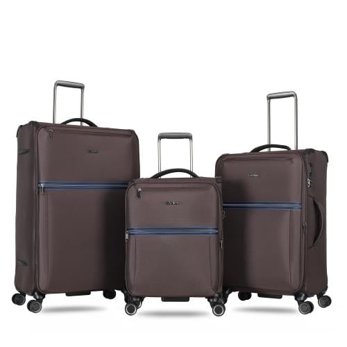 طقم شنط سفر قماش 3 قطع دبل كفرات هيكل ألمونيوم وسح...