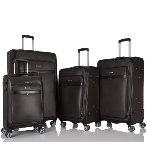 طقم حقائب سفر جلد PU فاخرة 4 قطع تصميم عملي وفخم ي...