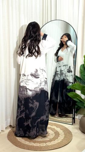 عبايه نص كلوش موف-130