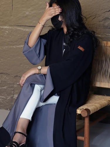 عبايه فرنسي دبل فيس بقماش بلاك بيري