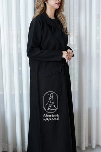 عبايه بليزر مبطن كريب الكتان-855