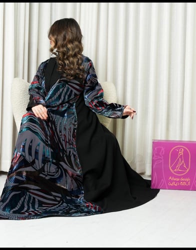عبايه نص كلوش الامام مبطن بشيفون مخمل_910