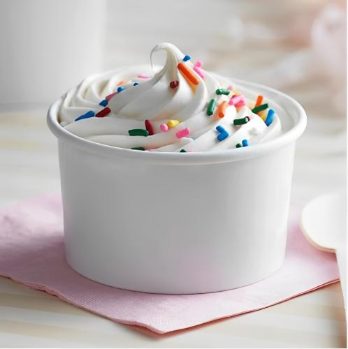 أكواب ورقية للآيسكريم + غطاء أبيض 6 أنز 50 كوب - ج...